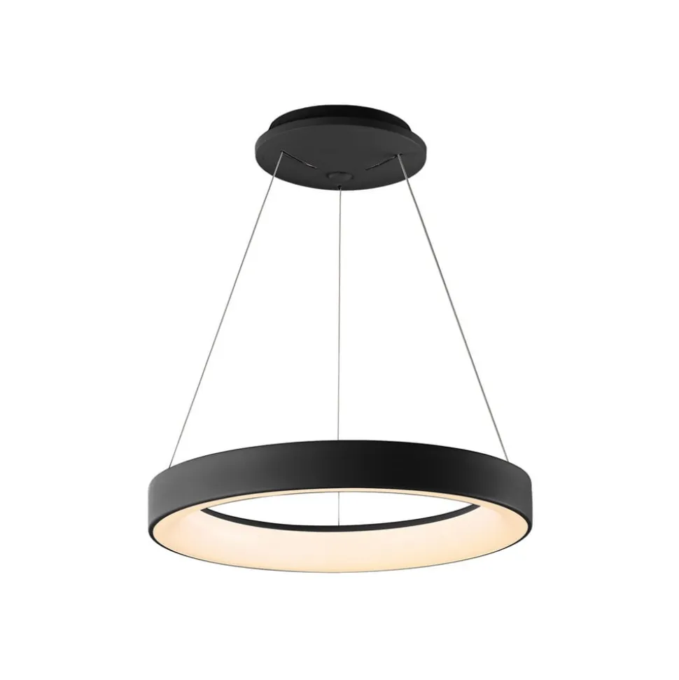 Hængelampe Niseko II, fjernbetjening, Ø 38 cm, sort