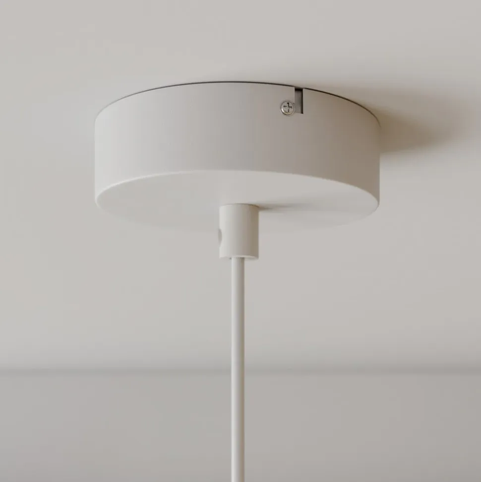 Hængelampe Noak, hvid/naturtræ, Ø 17 cm