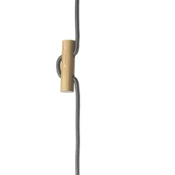 Hængelampe OHANA, opalglas, egetræ, Ø 40 cm, E27