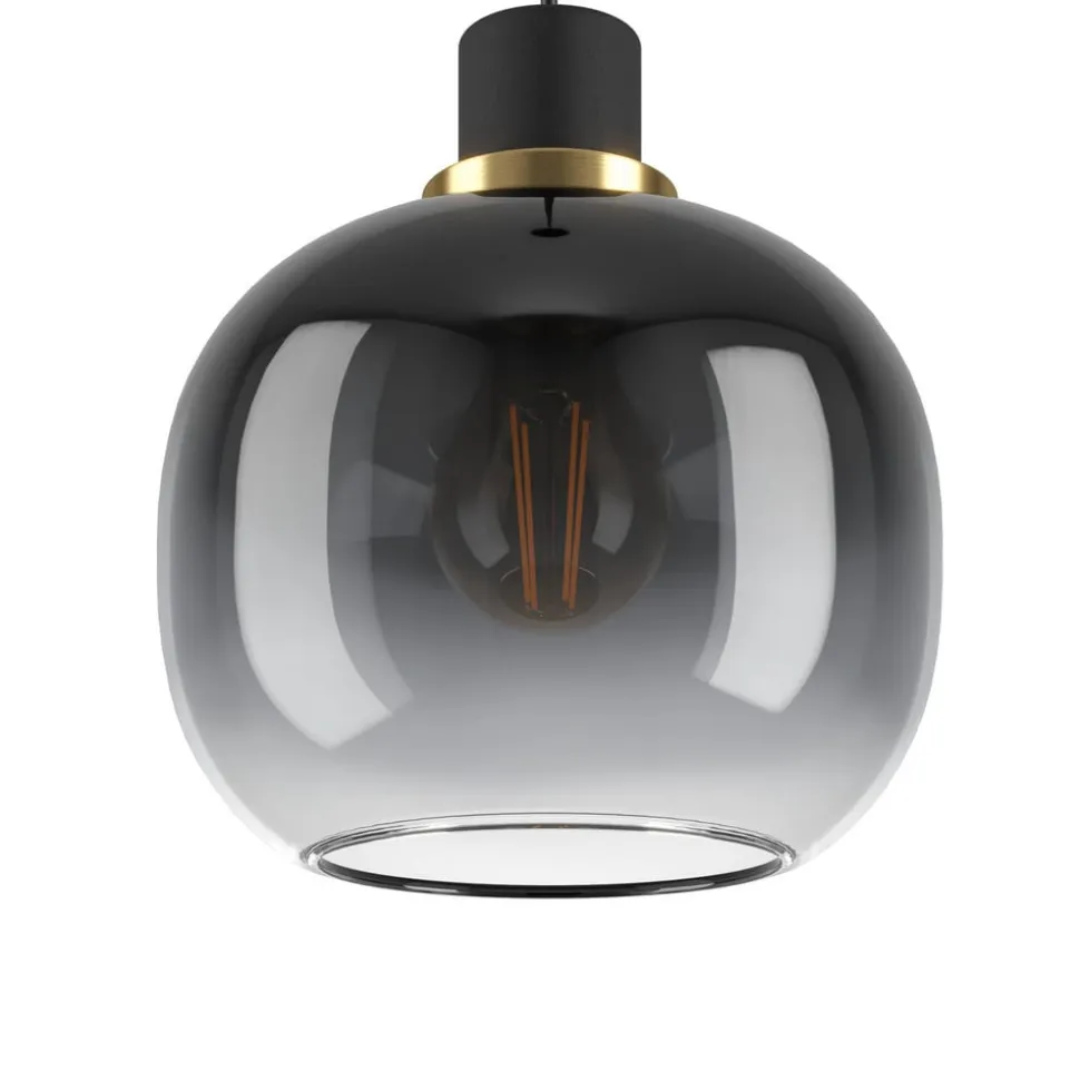 Hængelampe Oilella, sort-grå, længde 95 cm, glas, 3 lyskilder.