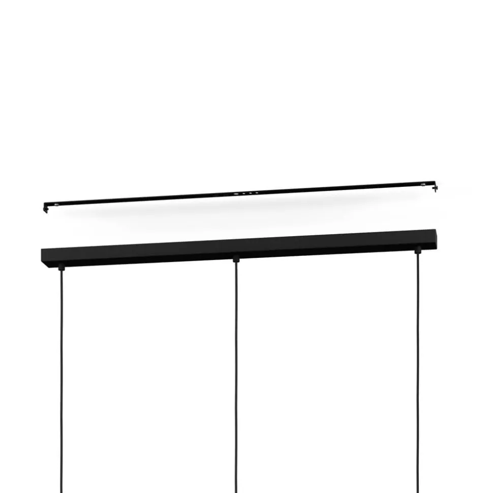 Hængelampe Oilella, sort-grå, længde 95 cm, glas, 3 lyskilder.