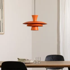 Hængelampe Plato, orange, metal, Ø 38 cm, E27