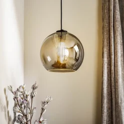 Hængelampe Polaris, spejlet glas, røget
