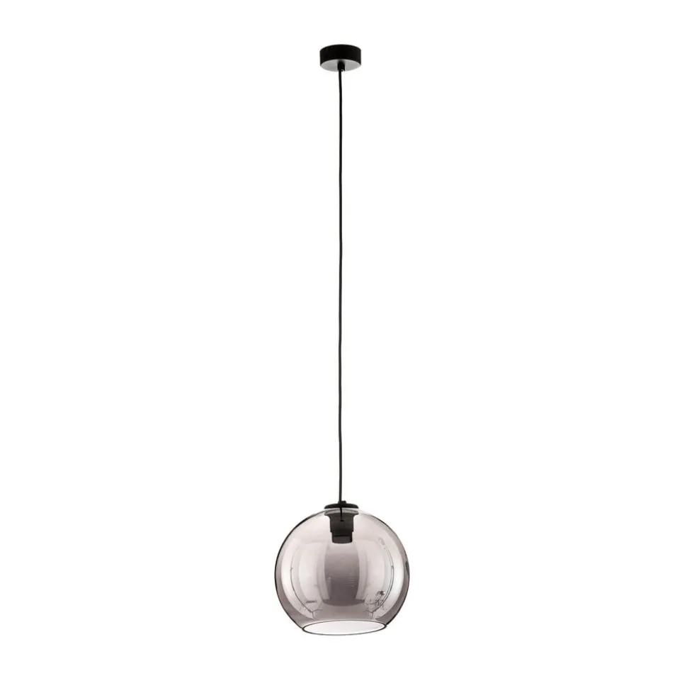 Hængelampe Polaris, spejlet glas, røget