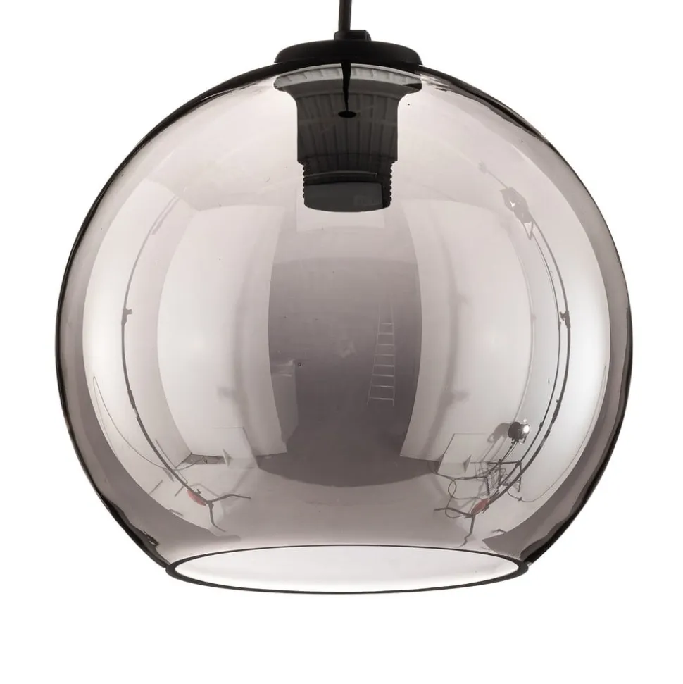 Hængelampe Polaris, spejlet glas, røget