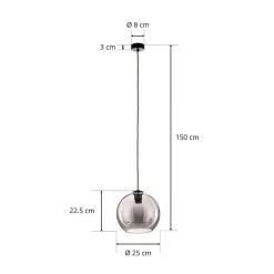 Hængelampe Polaris, spejlet glas, røget