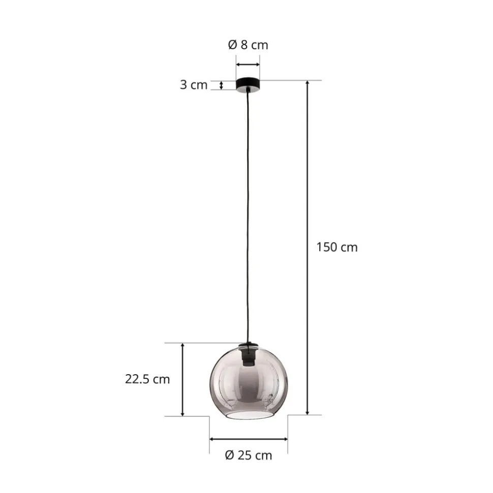 Hængelampe Polaris, spejlet glas, røget
