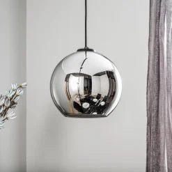 Hængelampe Polaris, spejlglas, krom