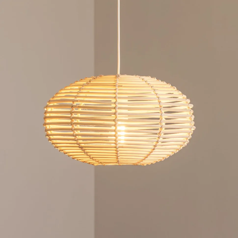 Hængelampe RATTAN, Ø 40 cm, naturbrun, Rattan, E27