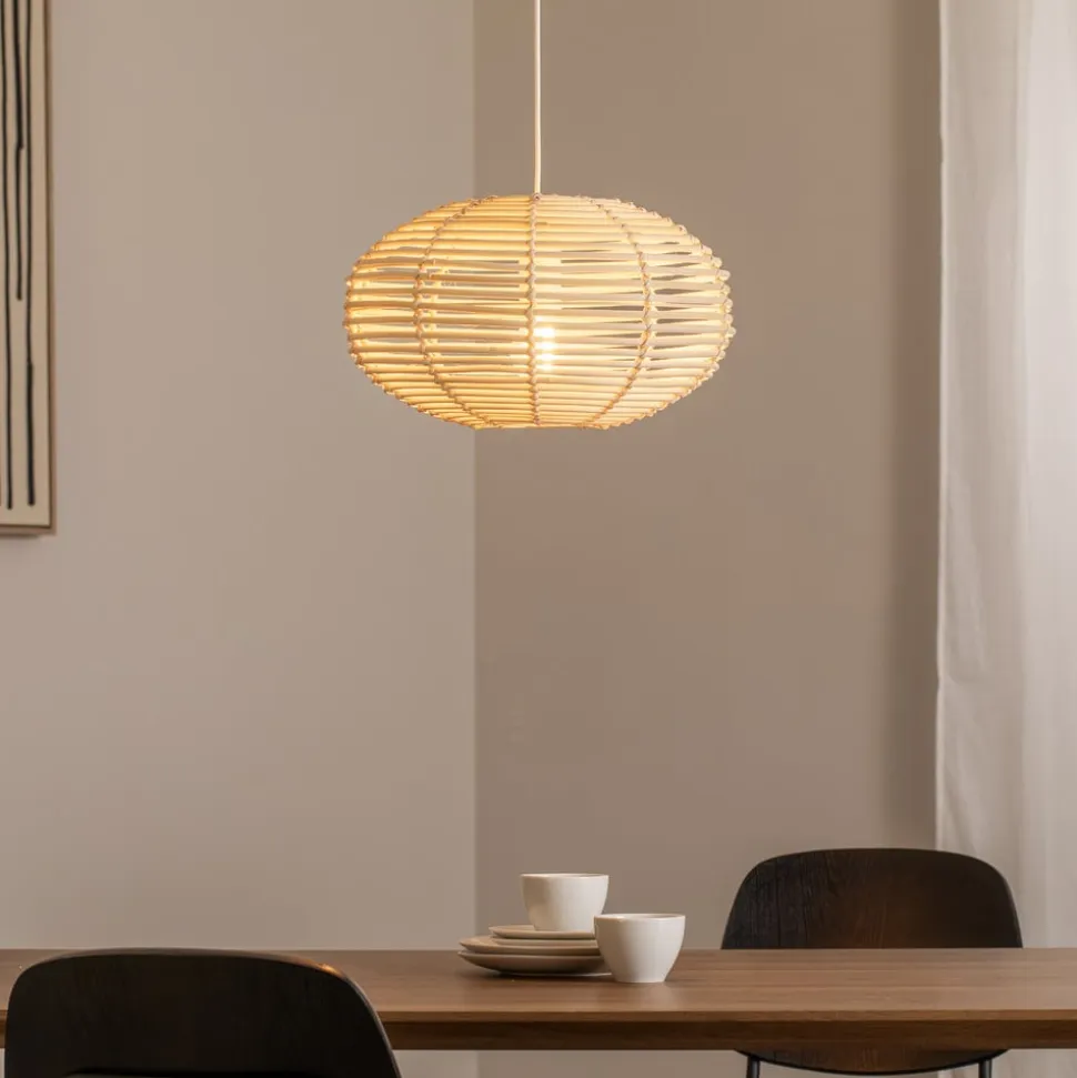 Hængelampe RATTAN, Ø 40 cm, naturbrun, Rattan, E27