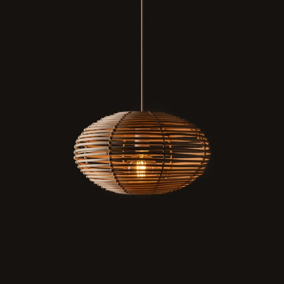 Hængelampe RATTAN, Ø 40 cm, naturbrun, Rattan, E27
