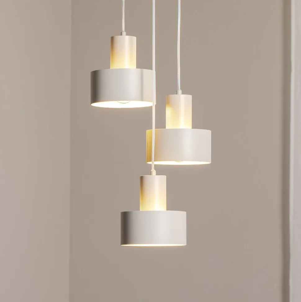 Hængelampe Rif 3, taupe, rund, 3 lyskilder, Ø 33 cm, stål