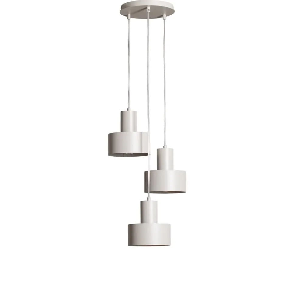 Hængelampe Rif 3, taupe, rund, 3 lyskilder, Ø 33 cm, stål