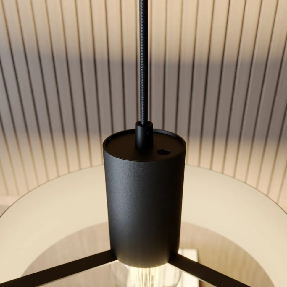 Hængelampe Rif i metal, sort, Ø 25 cm