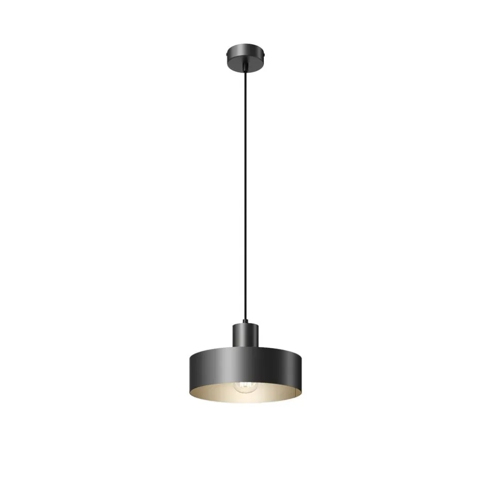 Hængelampe Rif i metal, sort, Ø 25 cm