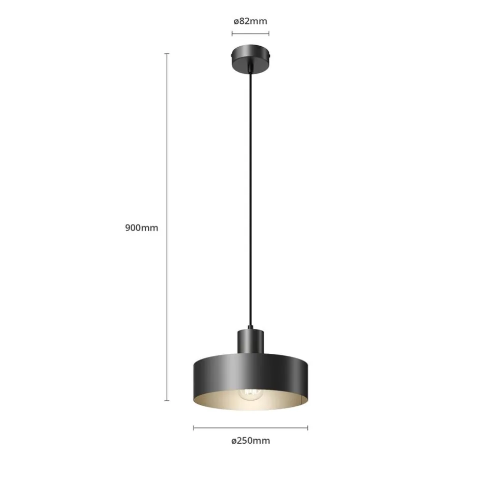 Hængelampe Rif i metal, sort, Ø 25 cm