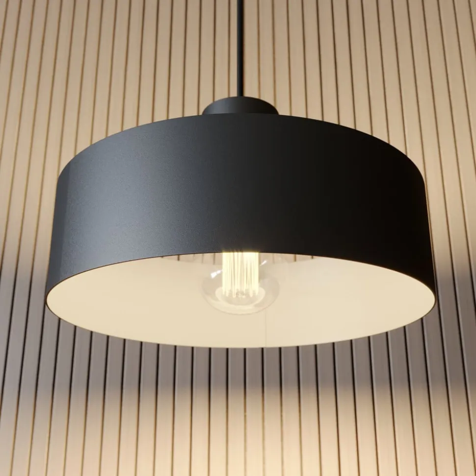 Hængelampe Rif i metal, sort, Ø 25 cm