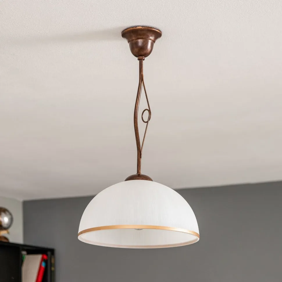 Hængelampe Roma i hvid og brun, 1 lyskilde