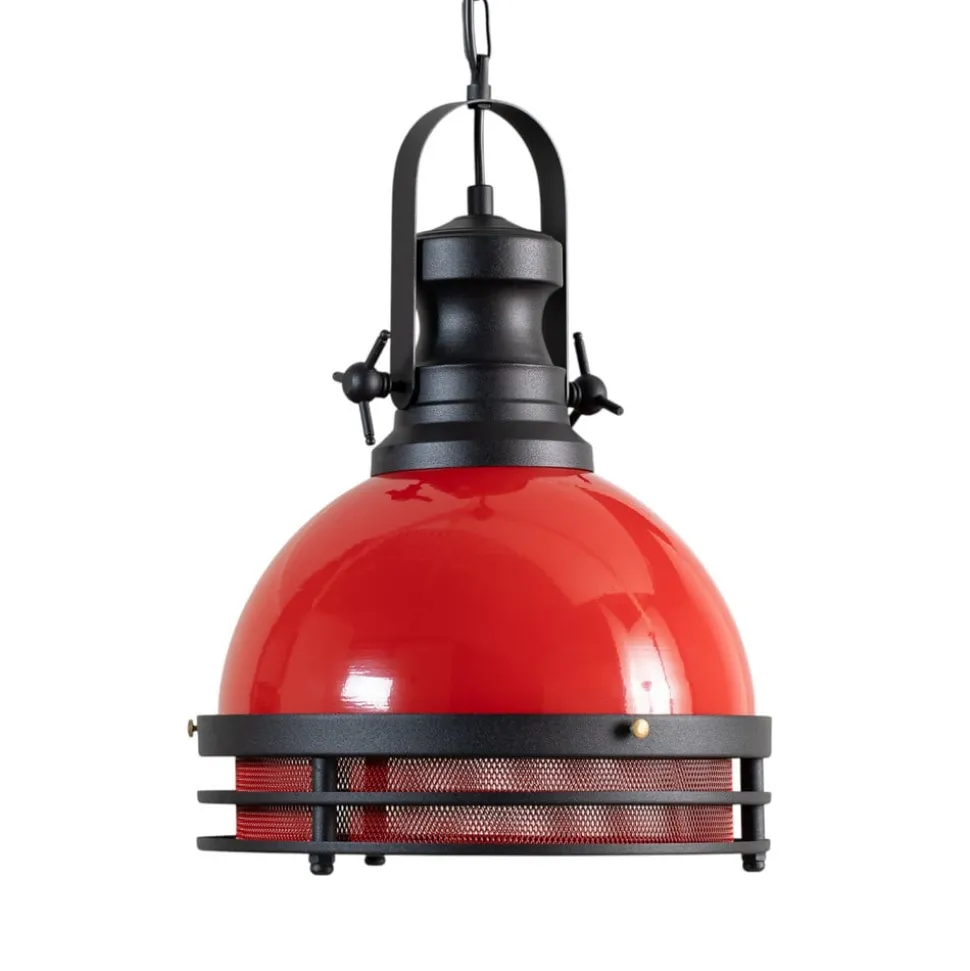 Hængelampe Saglam 3762, rød/sort, jern, Ø 32 cm