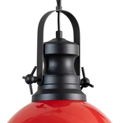 Hængelampe Saglam 3762, rød/sort, jern, Ø 32 cm