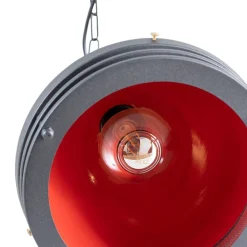 Hængelampe Saglam 3762, rød/sort, jern, Ø 32 cm