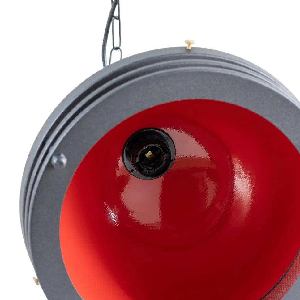 Hængelampe Saglam 3762, rød/sort, jern, Ø 32 cm
