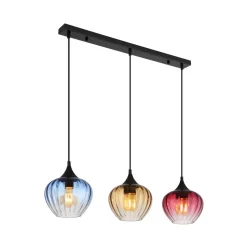Hængelampe Sander, længde 80 cm, farvet, glas, 3 lyskilder.