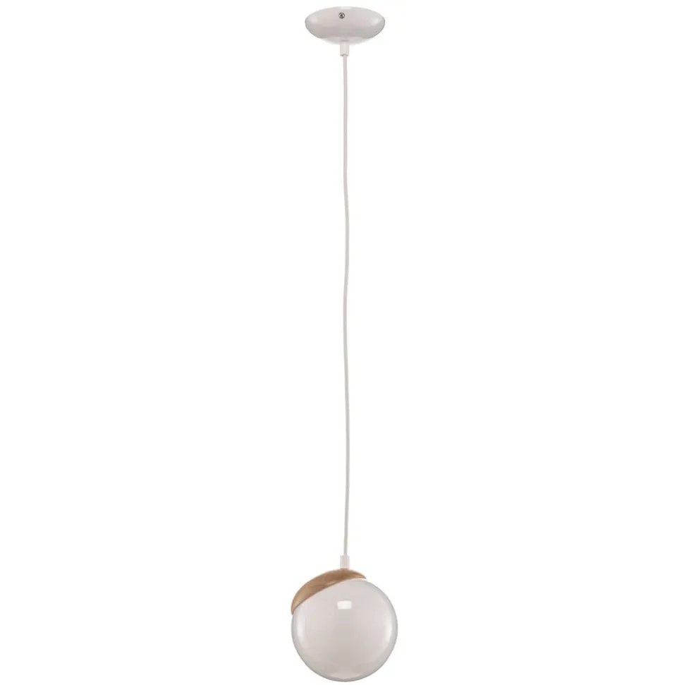 Hængelampe Sfera 1 lyskilde glas/træ lys
