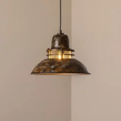 Hængelampe Tibet, antikbrun, Ø 34 cm, metal, E27