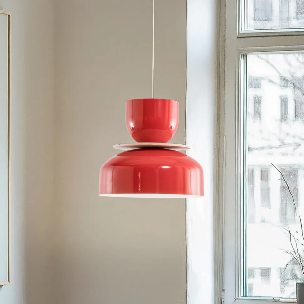 Hængelampe Uto, rød, Ø 30 cm, metal