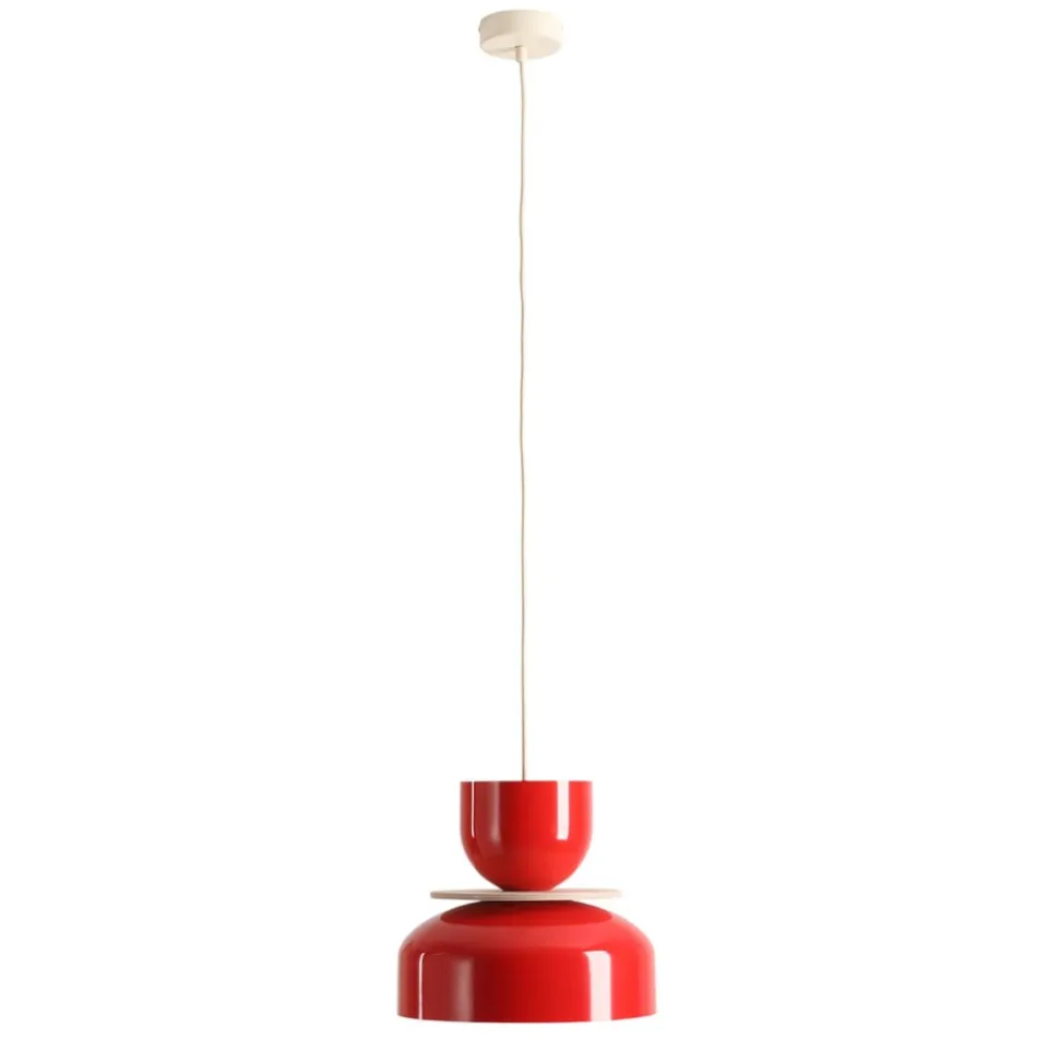 Hængelampe Uto, rød, Ø 30 cm, metal