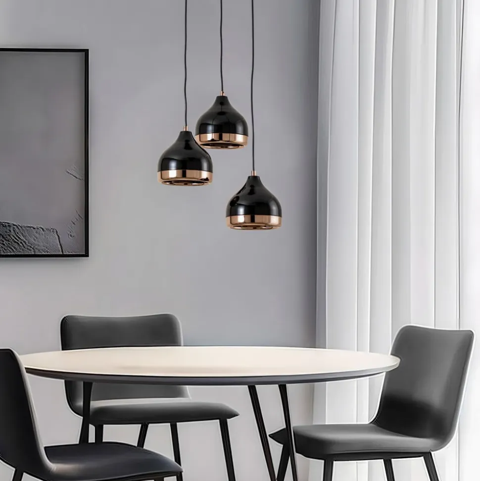 Hængelampe Yildo 6871 3 lyskilder rondel sort/kobber