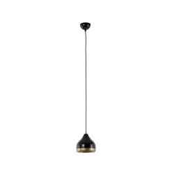 Hængelampe Yildo, 1 lyskilde, sort/guld, metal, Ø 17 cm