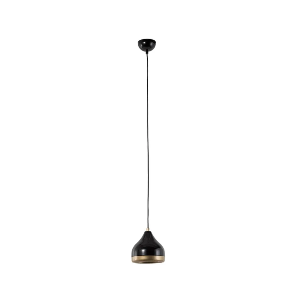 Hængelampe Yildo, 1 lyskilde, sort/guld, metal, Ø 17 cm