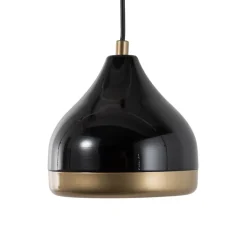 Hængelampe Yildo, 1 lyskilde, sort/guld, metal, Ø 17 cm