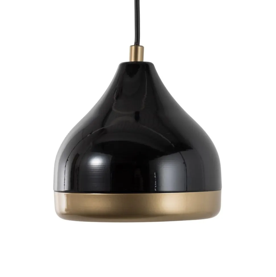 Hængelampe Yildo, 1 lyskilde, sort/guld, metal, Ø 17 cm