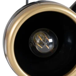 Hængelampe Yildo, 3 lyskilder, sort/guld, rund, Ø37 cm