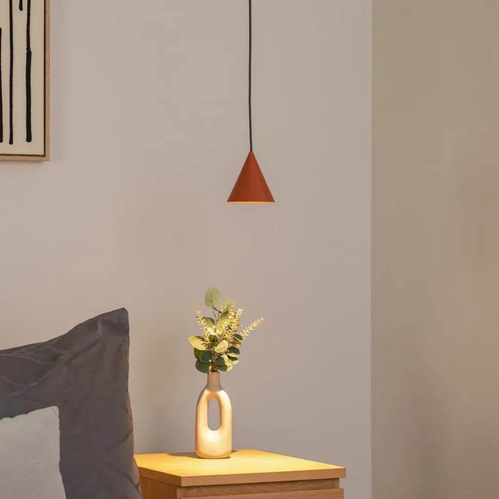 Hængelampe ZENITH, terrakotta, Ø 11 cm, metal, GU10