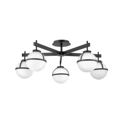 Hollis loftlampe, 5 lyskilder, sort/opal