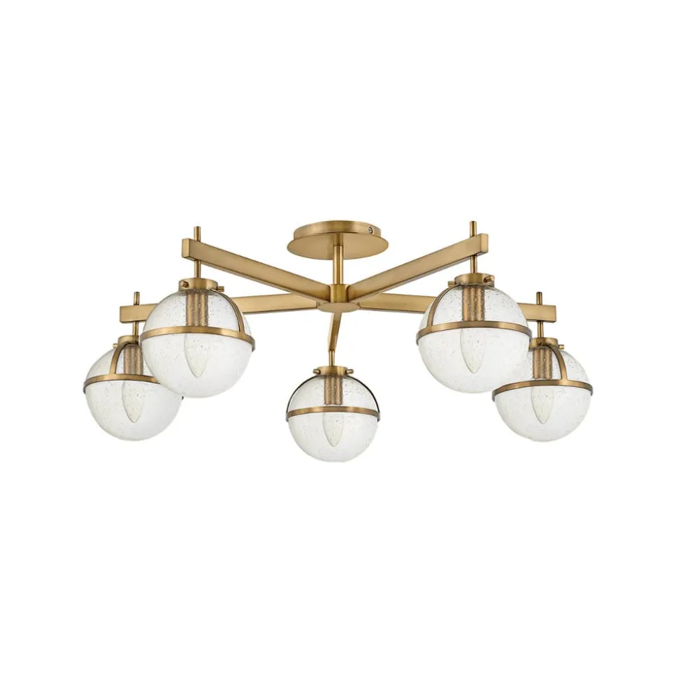 Hollis loftlampe, 5 lyskilder, messing/klar