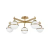 Hollis loftlampe, 5 lyskilder, messing/opal