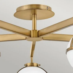 Hollis loftlampe, 5 lyskilder, messing/opal