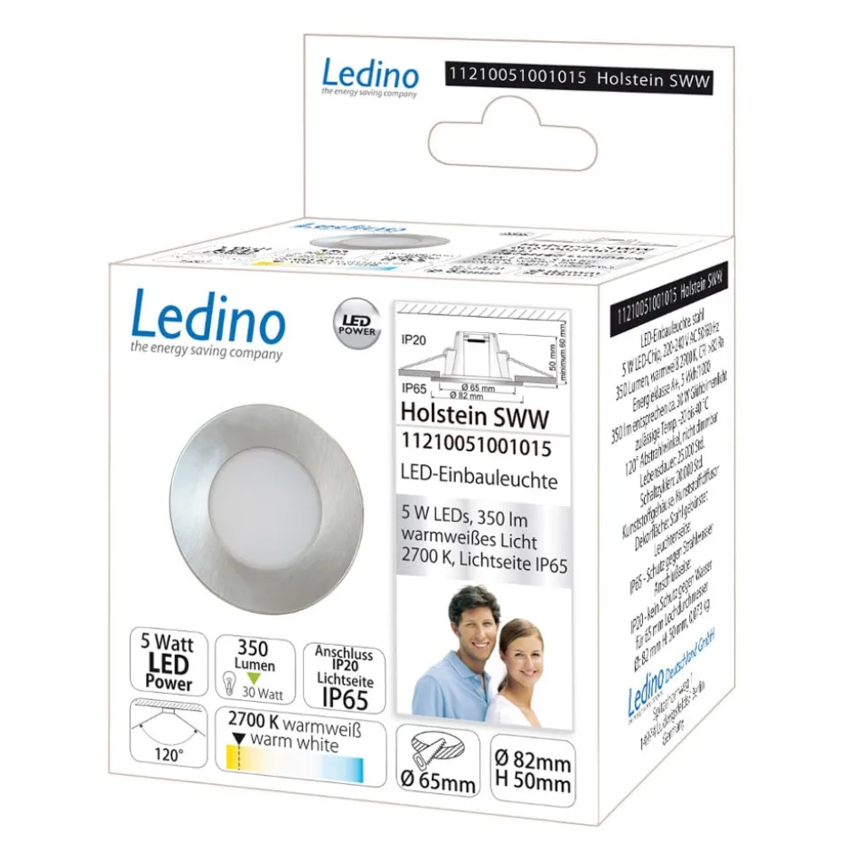 Holstein LED indbygningslampe IP65 116° stiv stål