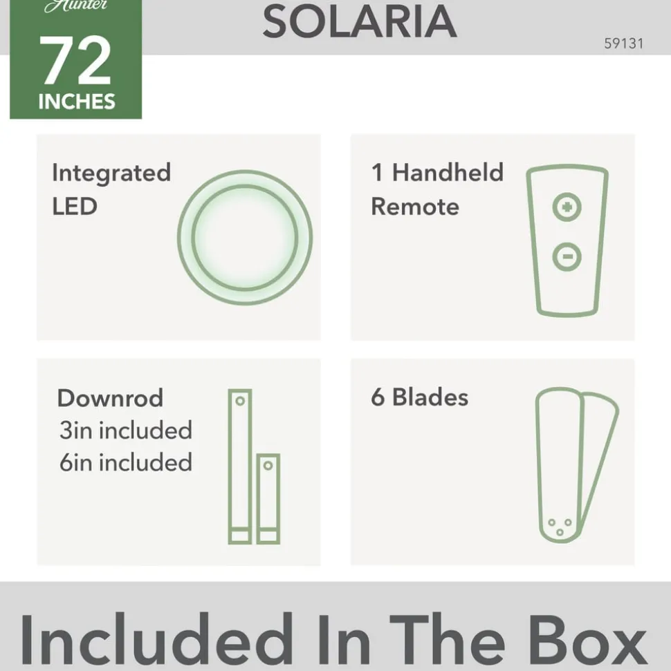 Hunter Solaria DC LED-loftventilator IP44 Ø 183