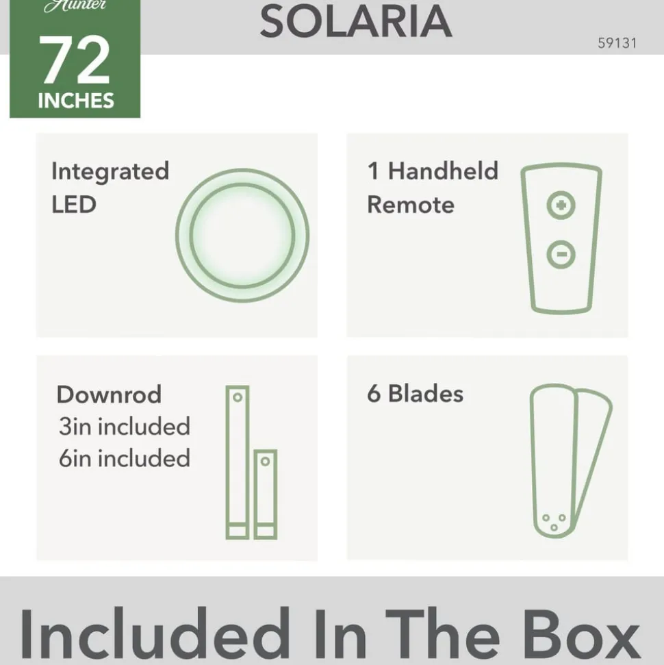 Hunter Solaria DC LED-loftventilator IP44 Ø 183