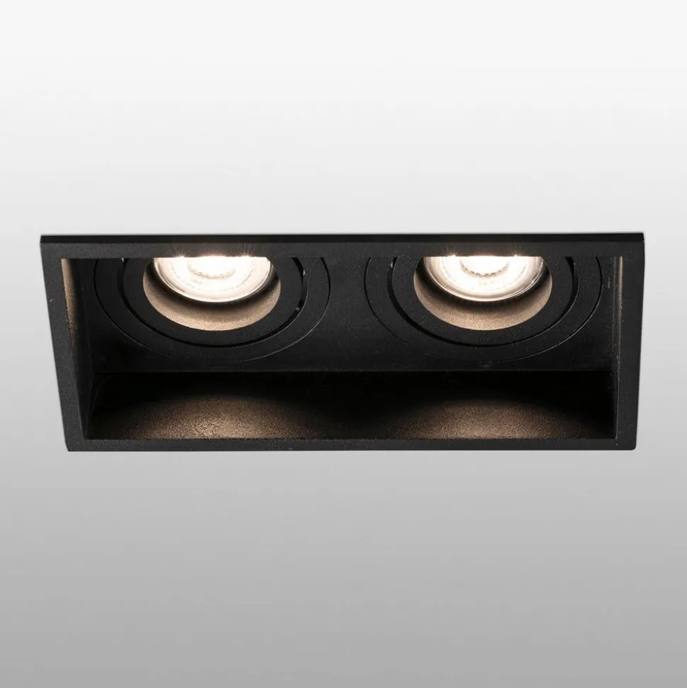 Hyde indbygningslampe, 2 lyskilder, svingbar sort