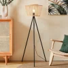 Hykeham gulvlampe, højde 129,5 cm, natur/sort, bambus
