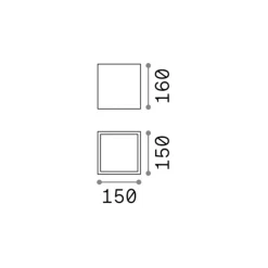 Ideal Lux downlight Techo IP54, antracit, metal 15 x 15 cm