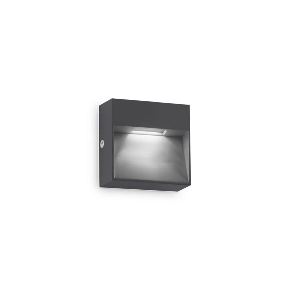 Ideal Lux udendørs væglampe Dedra, antracit, 10 x 10 cm