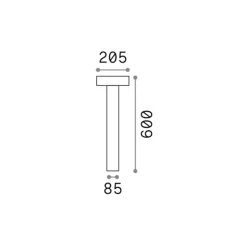 Ideal Lux vejlampe Tesla antracit, aluminium, højde 60 cm